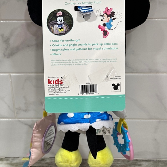 Disney Baby Classic MINNIE MOUSE On The Go Activity PLUSH Toy Blue Dress TEETHER - Picture 10 of 10